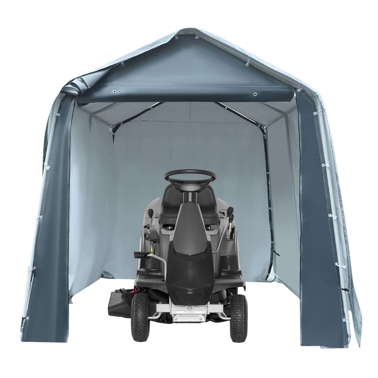 Fyssnn Instant Pop Up Storage Shed & Outdoor Shelter, 240x240x240cm Portable Shed Tent, Waterproof Heavy Duty Bike Tent for Motorcycle, Garden Tools, Mobility Scooter, Lawn Mower - Grey