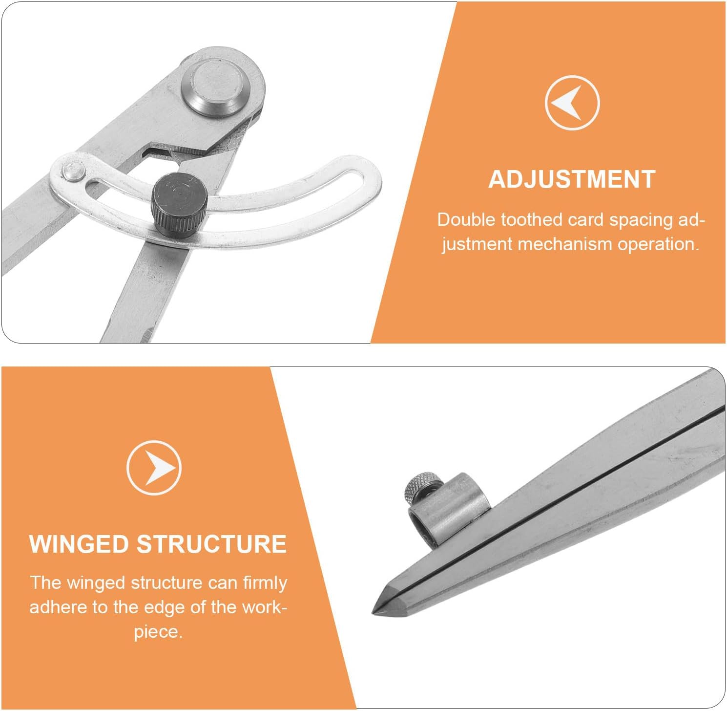 Angoily 175mm Carbon Steel Scriber with Wing Design and Dual Gear Card Mechanism for Metal Working and Batch Line Marking, Silver Parallel and Perpendicular Line Marking Tool with Spring