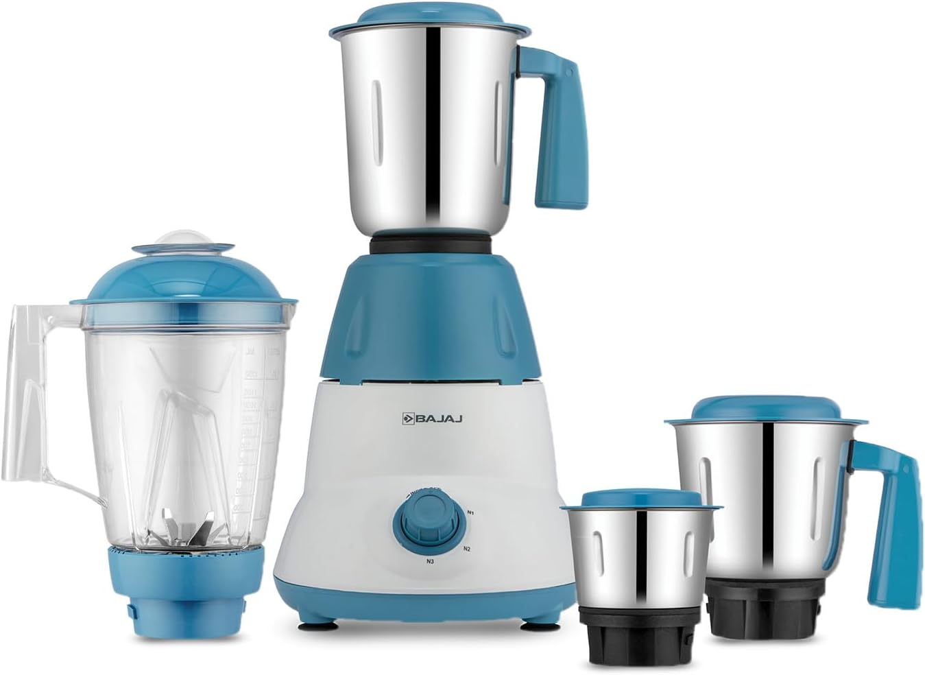 Rex Dlx Mixer Grinder 750 Watts Mixie For Kitchen With Nutri-Pro Feature | 4 Stainless Steel Mixer Jars | Multifunctional Blade Dry & Wet Grinding Overload Protector | 1 Yr Warranty 【White/Blue】