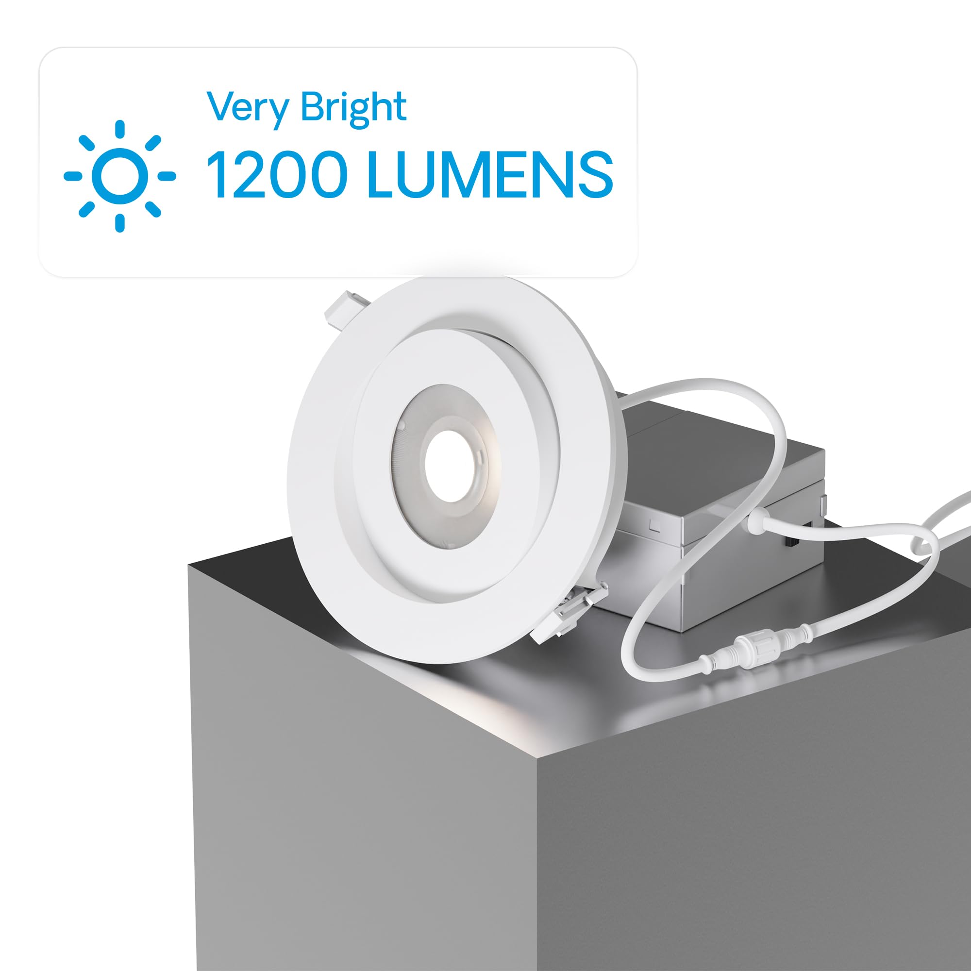 INFIBRITE 360 Degree Gimbal 4 Inch 5CCT Selectable White New Construction 12 Watt 1200LM Triac Dimmable LED Recessed Downllight 12 Pack