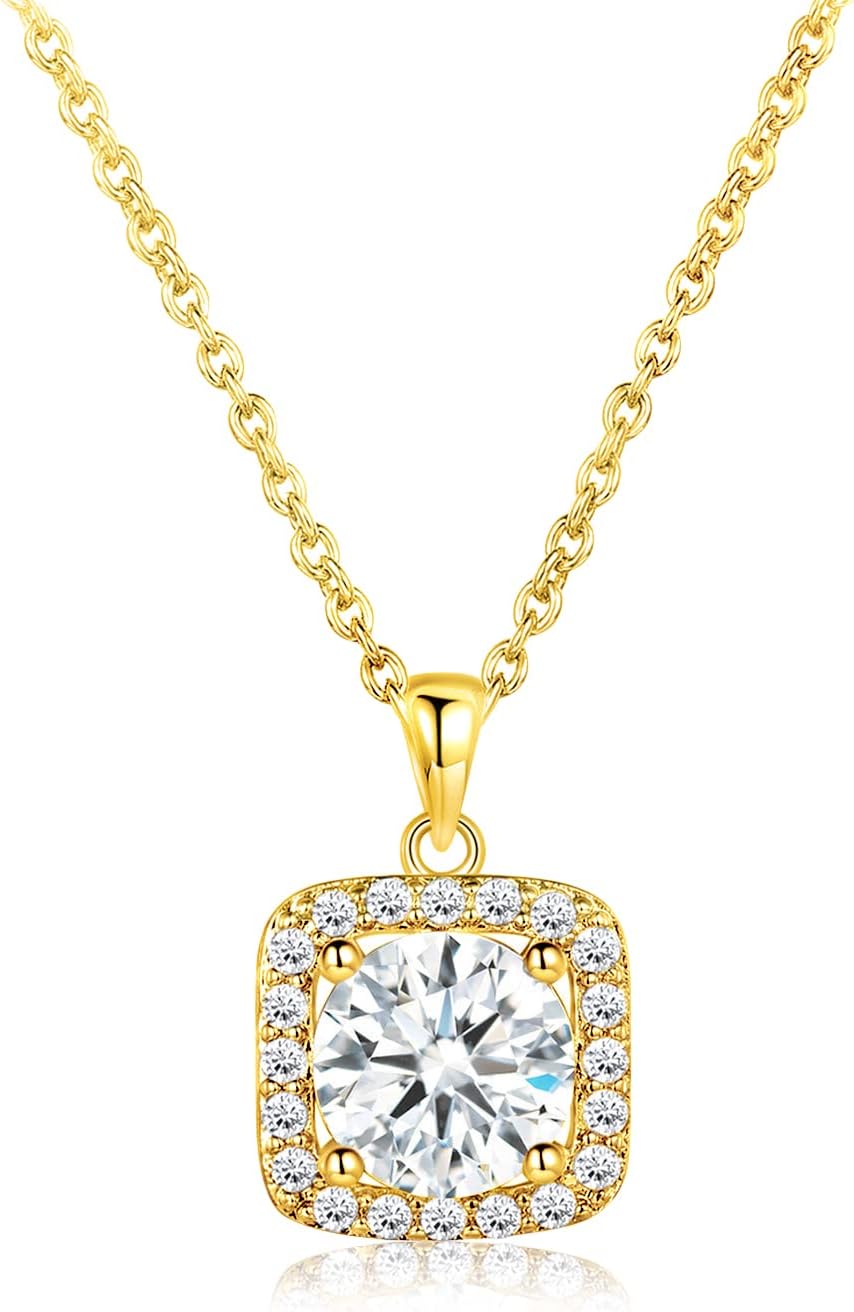 Gemsme Jewelry Set for Women, 18K Rose Gold Plated Halo Cubic Zirconia Necklace/Earrings/Rings Wedding Hypoallergenic Jewelry Three-in-One