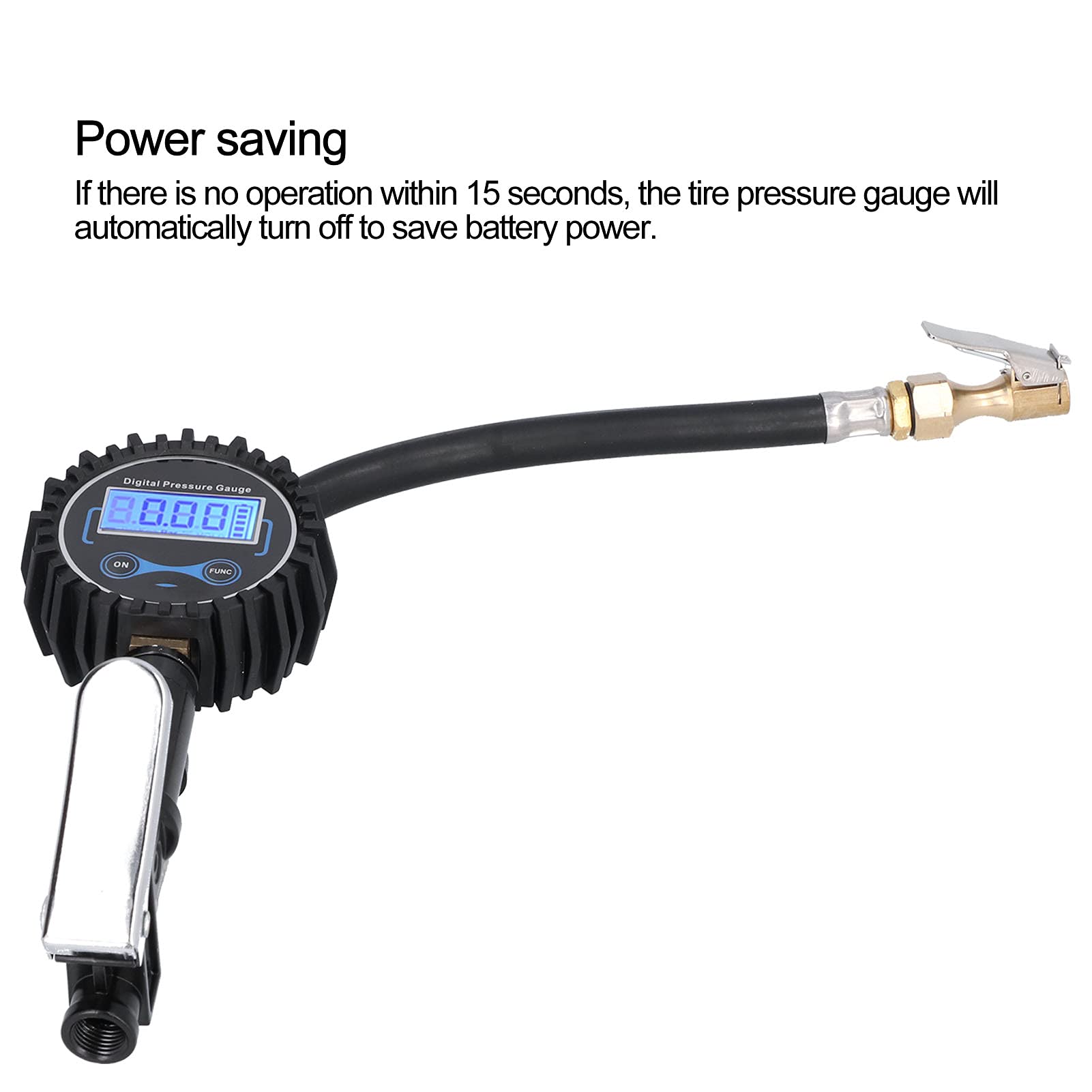Manometro digitale per gonfiaggio pneumatici 300PSI Display LCD Misuratore di pressione 'aria con 4 unità PSI BAR KG CM2 KPA per auto, furgone, moto, bici, spegnimento aut