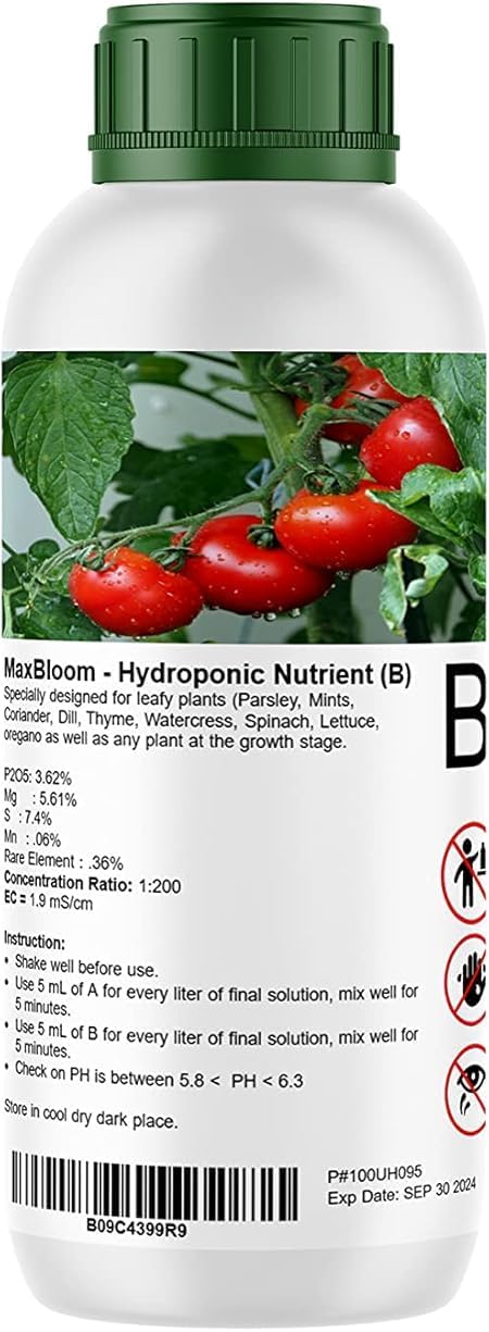Mabloom Hydroponic Nutrient Solution B for all leaf plants seeding seedling and growing phase B1000mL