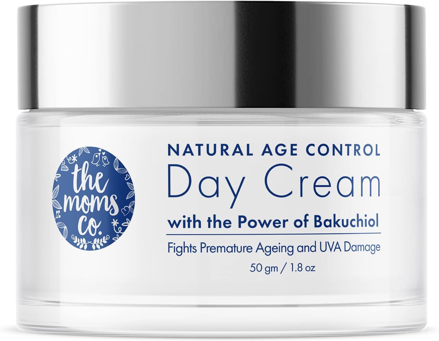 The Moms Co. Natural Age Control Day Face Cream | With Bakuchiol (Natural Retinol), Hyaluronic Acid | Promote Collagen Production | Anti-Ageing Cream for Women & Men | For Fine Lines, Wrinkles & Sun Damage | 50g