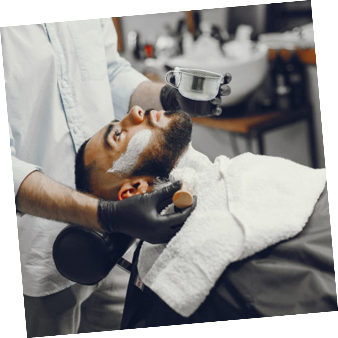 Beatifufu Men's Shaving Bowl Brush Stainless Steel Shaving Mug Shave Cup Compact Design