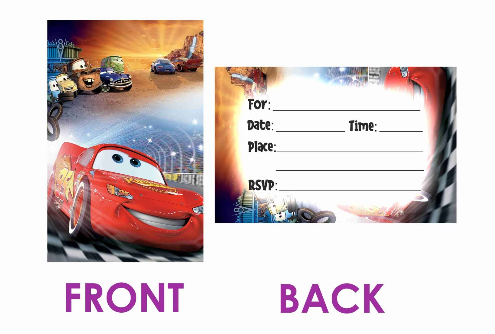 Balloonistics Car Theme Children's Birthday Party Cars Theme Invitations Cards with Envelopes - Kids Birthday Party Invitations for Boys or Girls(Pack of 10) - Image 2 thumbnail