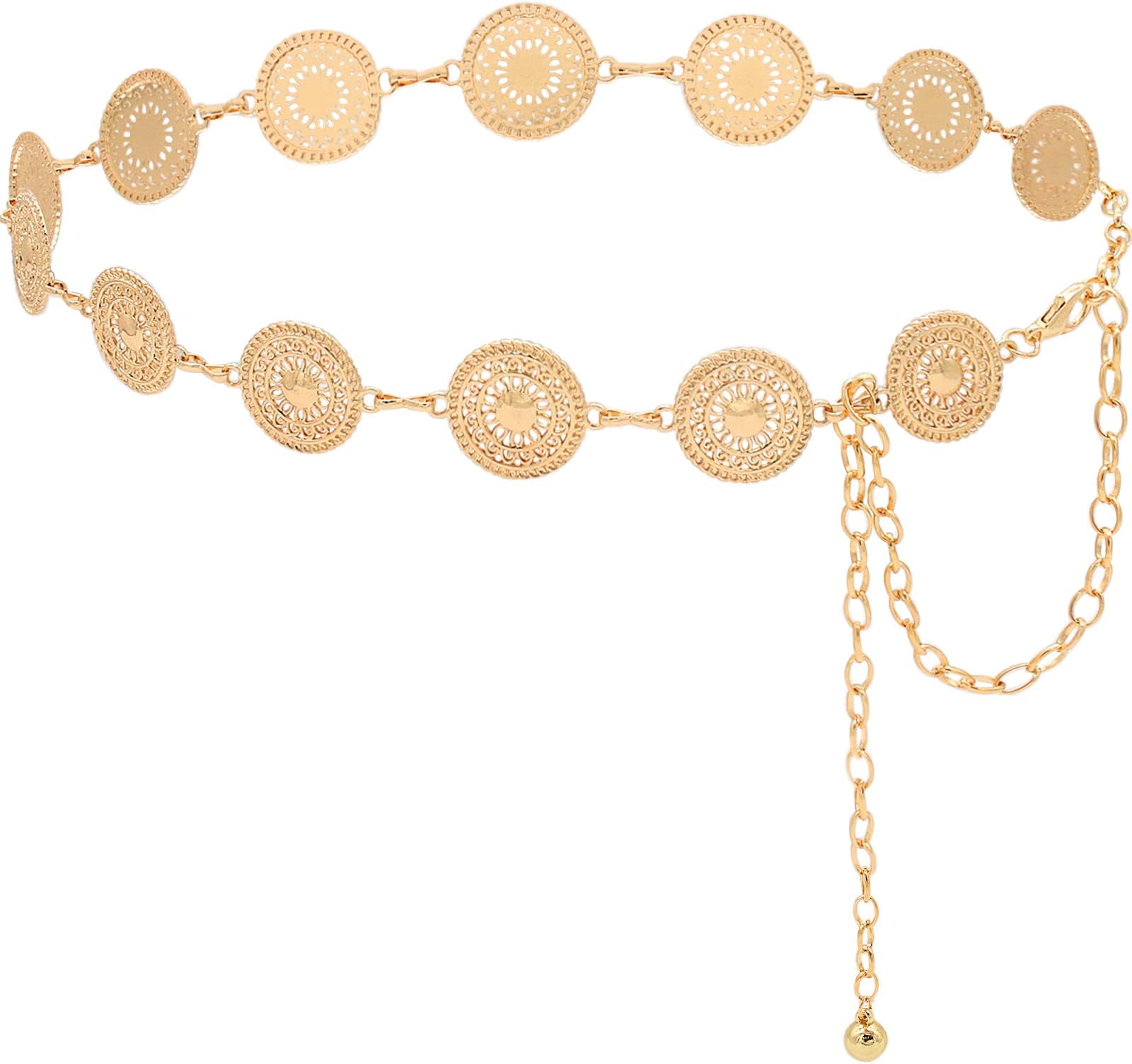 - Women's Chain Belt Metal Waist Belt Chunky Belly Link Belt