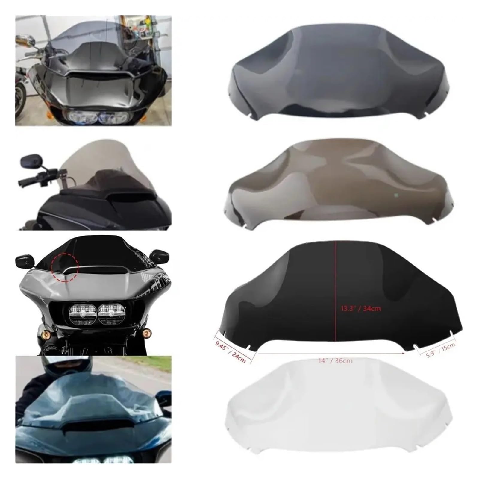 Przednia szyba motocyklowa 13" Osłona Przedniej Szyby Motocykla Harley Road Glide Special Ultra Limited CVO FLTRT 2015-2023 Osłona przeciwsłoneczna(Clear)