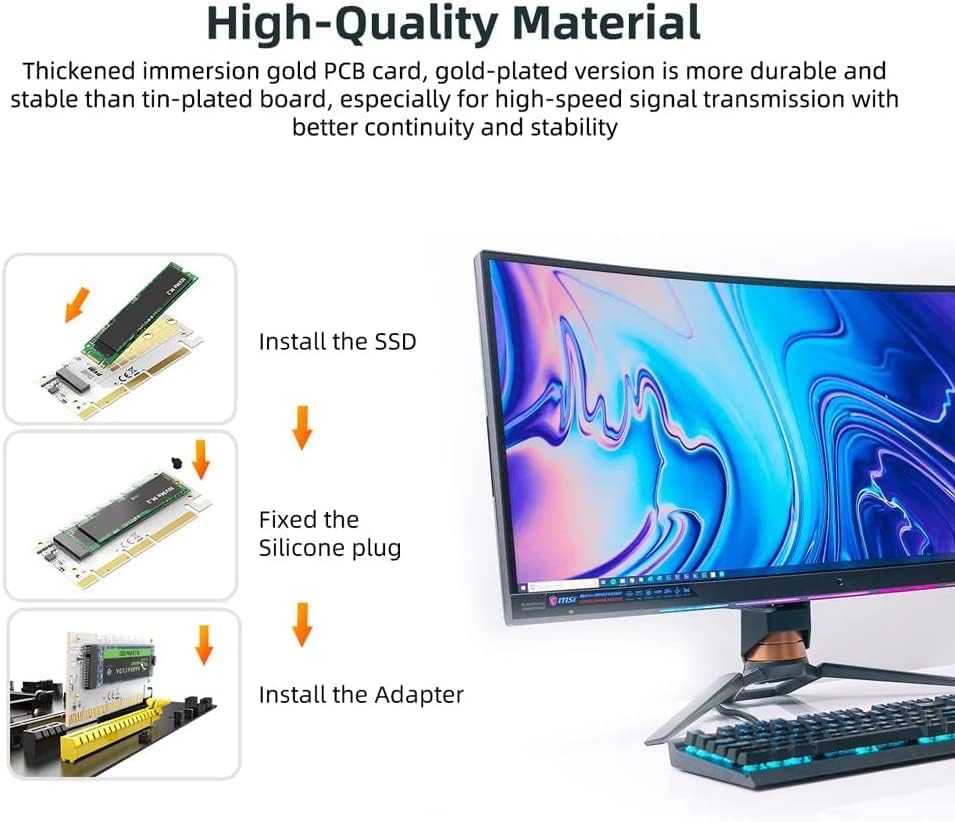 Step-by-step installation guide for the M.2 SSD and adapter card