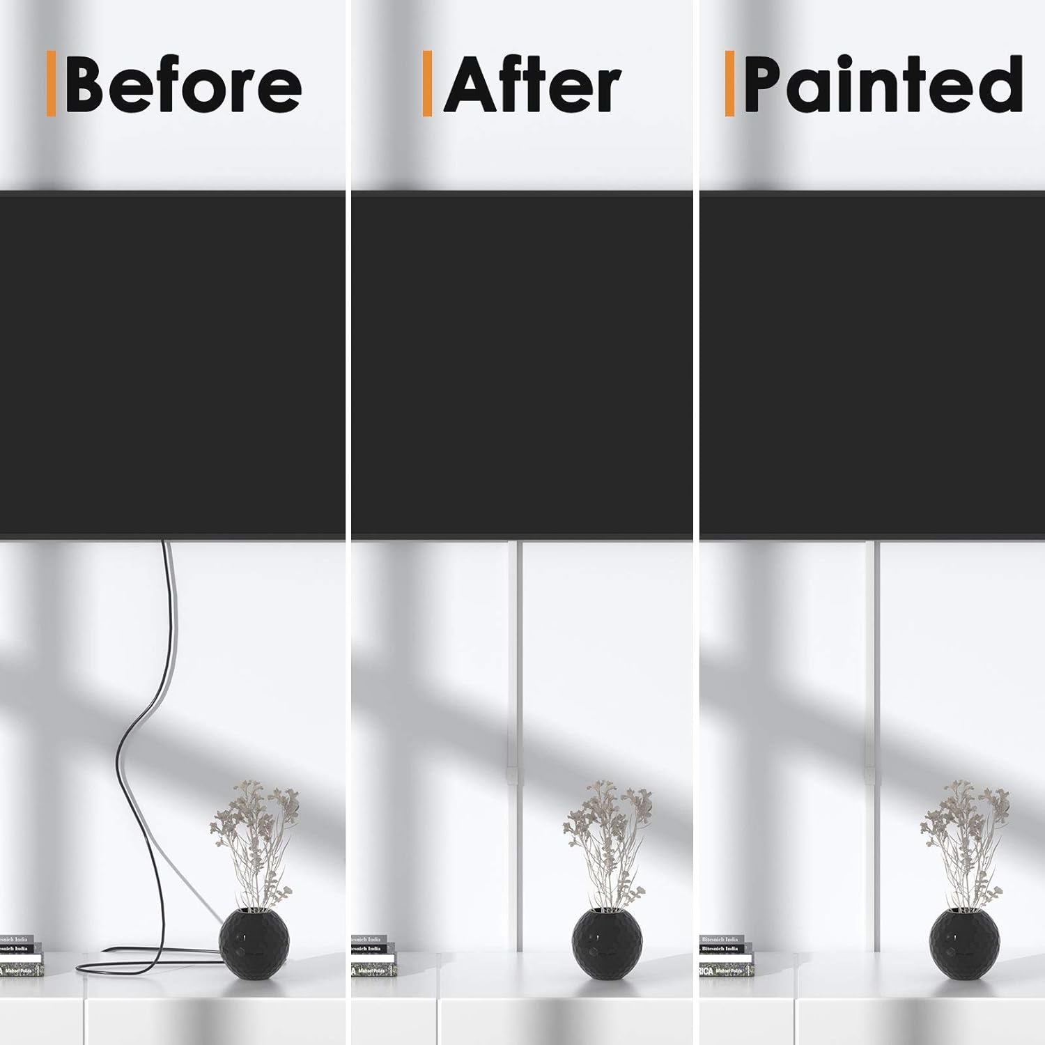Cord Cover, Delamu 254in Cable Concealer, PVC Cord Hider on Wall, One-Cord Cable Raceway Cable Hider, Paintable Wire Hiders Cable Cover for Wall Mounted TV, 15x L16.9in W0.59in H0.4in, CC03-15Pack : Electronics