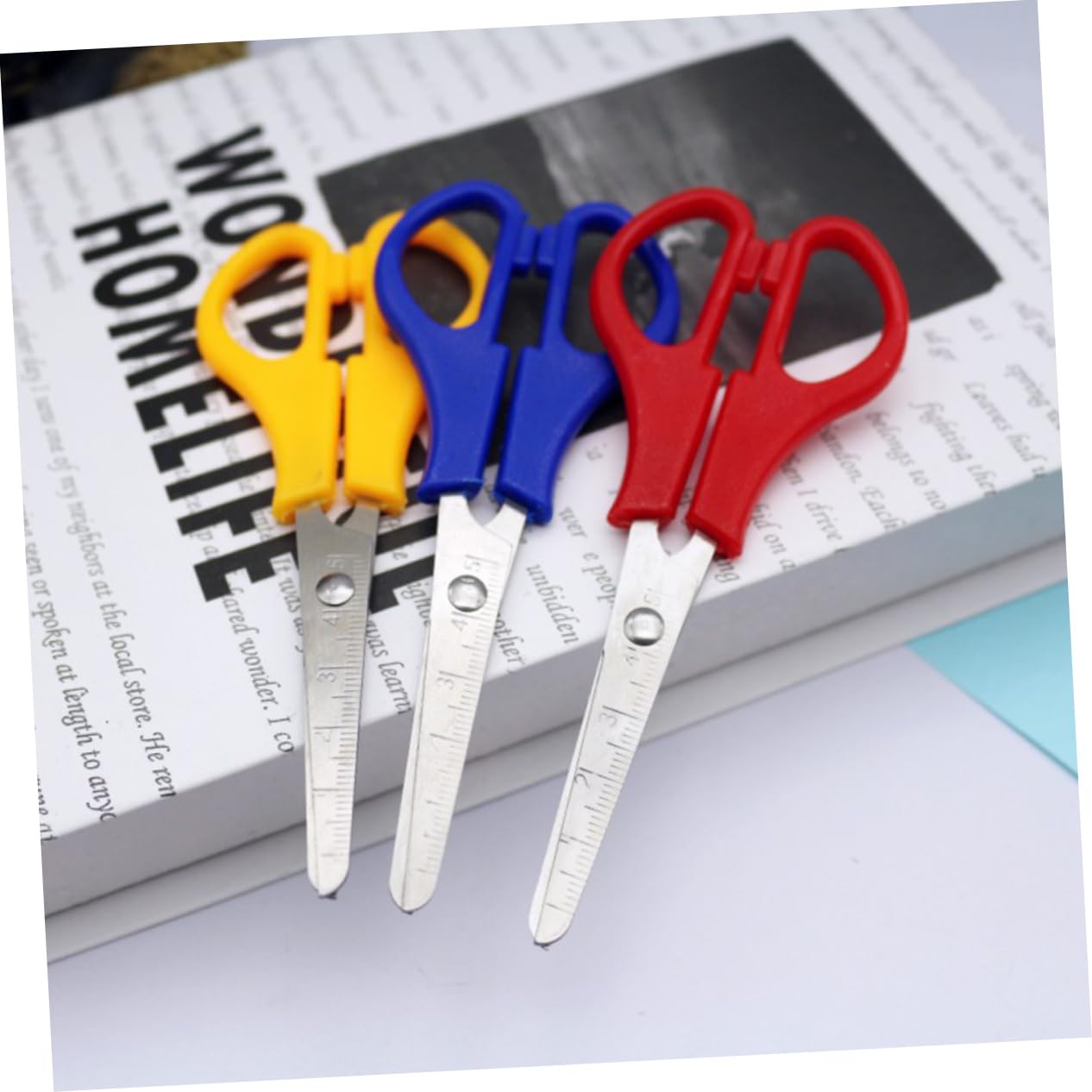 Angoily 60 Pièces Ciseaux Arrondis avec Échelle pour Étudiants Fournitures Artisanales Diy Idéaux pour Scrapbooking et Cartes de Couleur Aléatoire