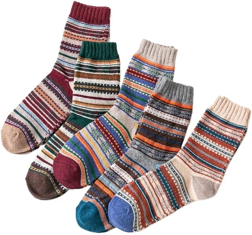 Autumm Winter Men Thicken Warm Harajuku Retro Fashion Casual Wool Cotton Socks Snow