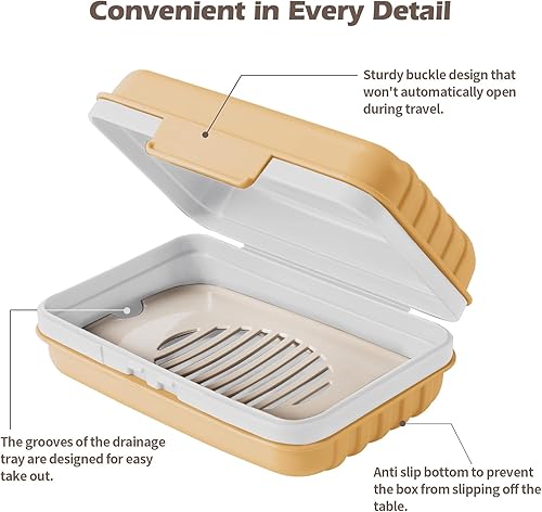 Miniatura 5 de Paquete de 2 recipientes de jabón de viaje, caja de jabón, soporte portátil para jabón, jaboneras con tapa para baño, vacaciones, ducha al aire