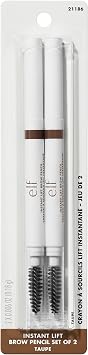 e.l.f. Instant Lift Brow Pencil, Dual-Sided, Precise, Fine Tip, Shapes, Defines, Fills Brows, Contours, Combs, Tames, Taupe 0.18g (Pack of 2)