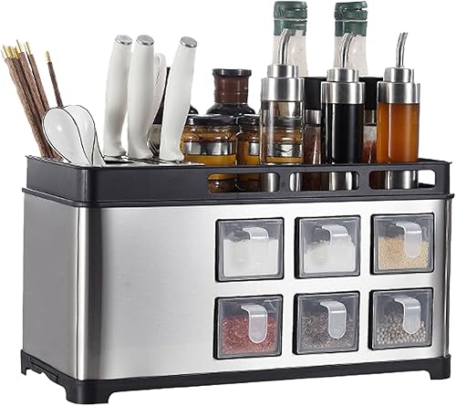 Caja de especias multifunción, caja de almacenamiento de botellas de condimentos, estante de caja de especias, organizador de cocina con soporte