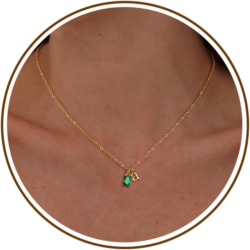 Valentines Day Gifts for Her, Birthstone Rings for Women Birthday Gifts for Teen Easter Basket Stuffers Initial Necklace Initial A-Z Birthstone Necklace Mom Birthday Gifts Christmas Anniversary Jewelry