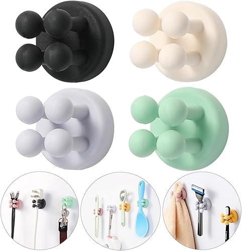iBetterLife 6 Pcs Silicone Toothbrush Holders - Multi-Function Hook Waterproof Self Adhesive Wall Mounted Single Hook for Hanging Key Utility Plug
