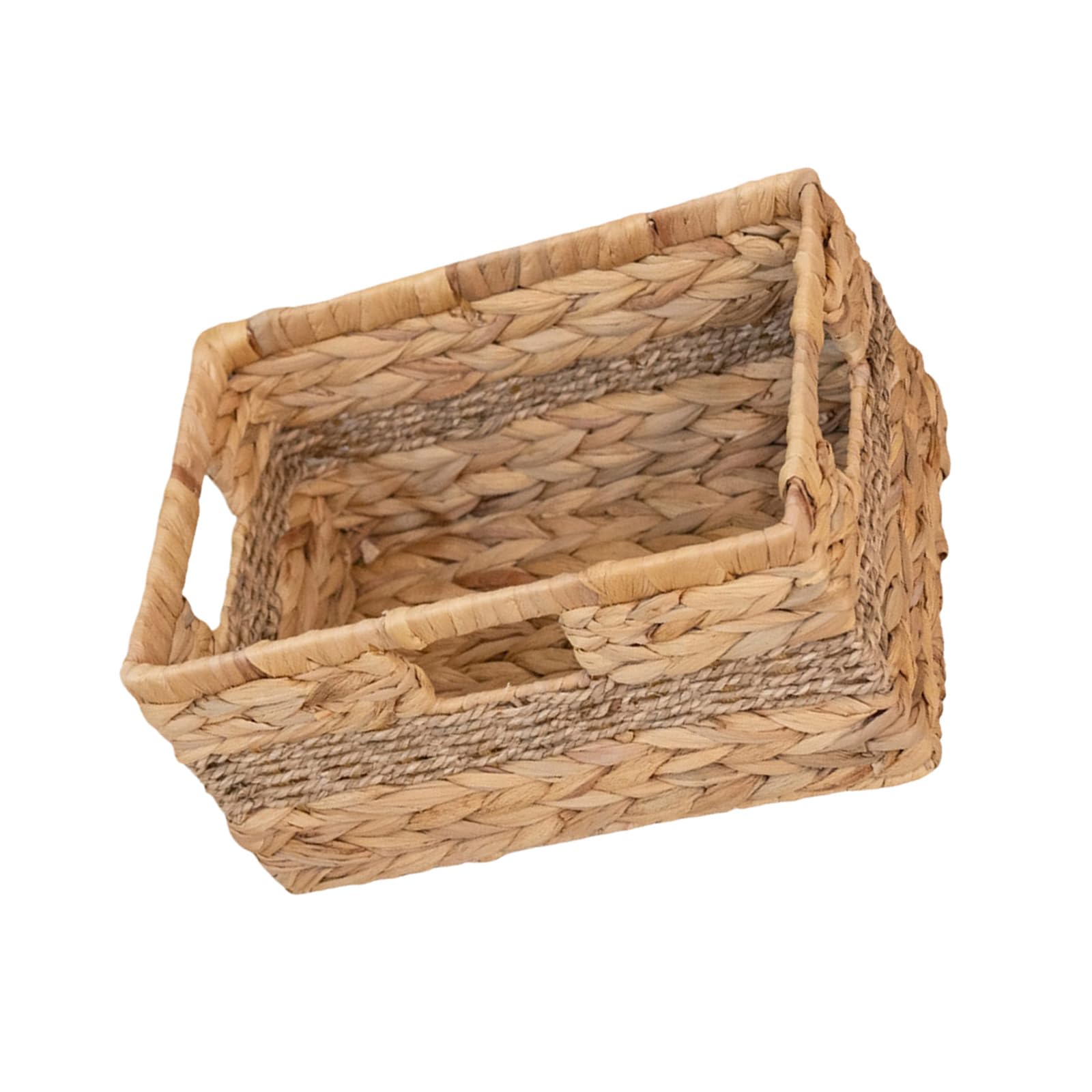 Jazuaiao Handwoven Basket Designed for Multiple Room Application Featuring Thick Handle and Metal Frame Reinforcement Multipurpose Basket