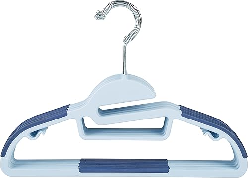 Simplify Paquete de 12 perchas para niños, antideslizantes, delgadas, ahorradoras de espacio, no más ropa de bebé estiramiento, azul, 3229-azul
