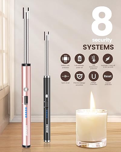 Miniatura 44 de VEHHE Encendedor USB, encendedor de velas de arco recargable con pantalla LED de batería, encendedores de cuello flexibles largos para parrilla