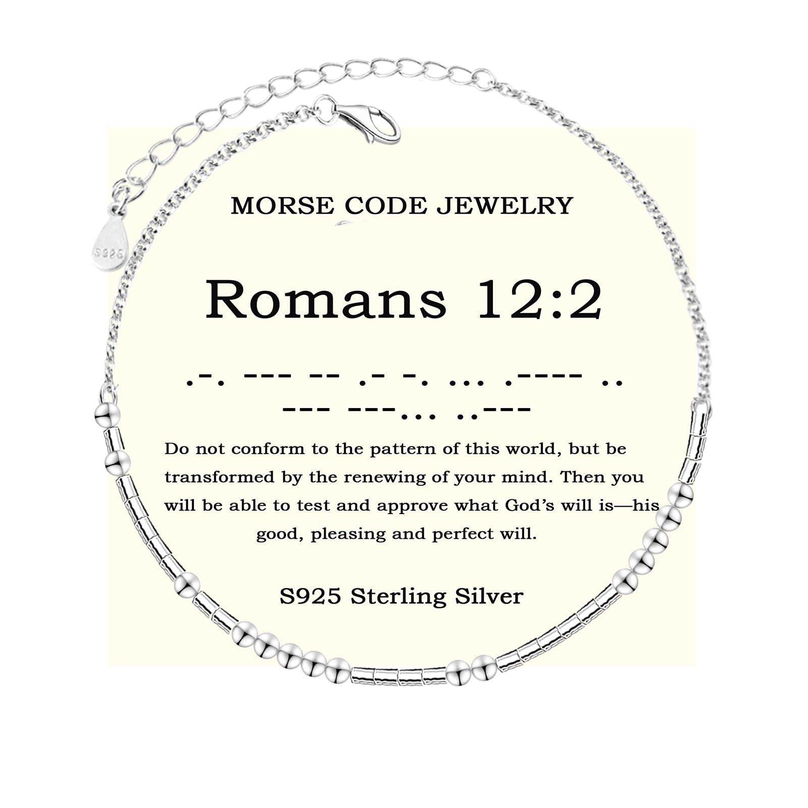 Bible Verse Morse Code Bracelet: S925 Sterling Sliver Scripture Bracelets