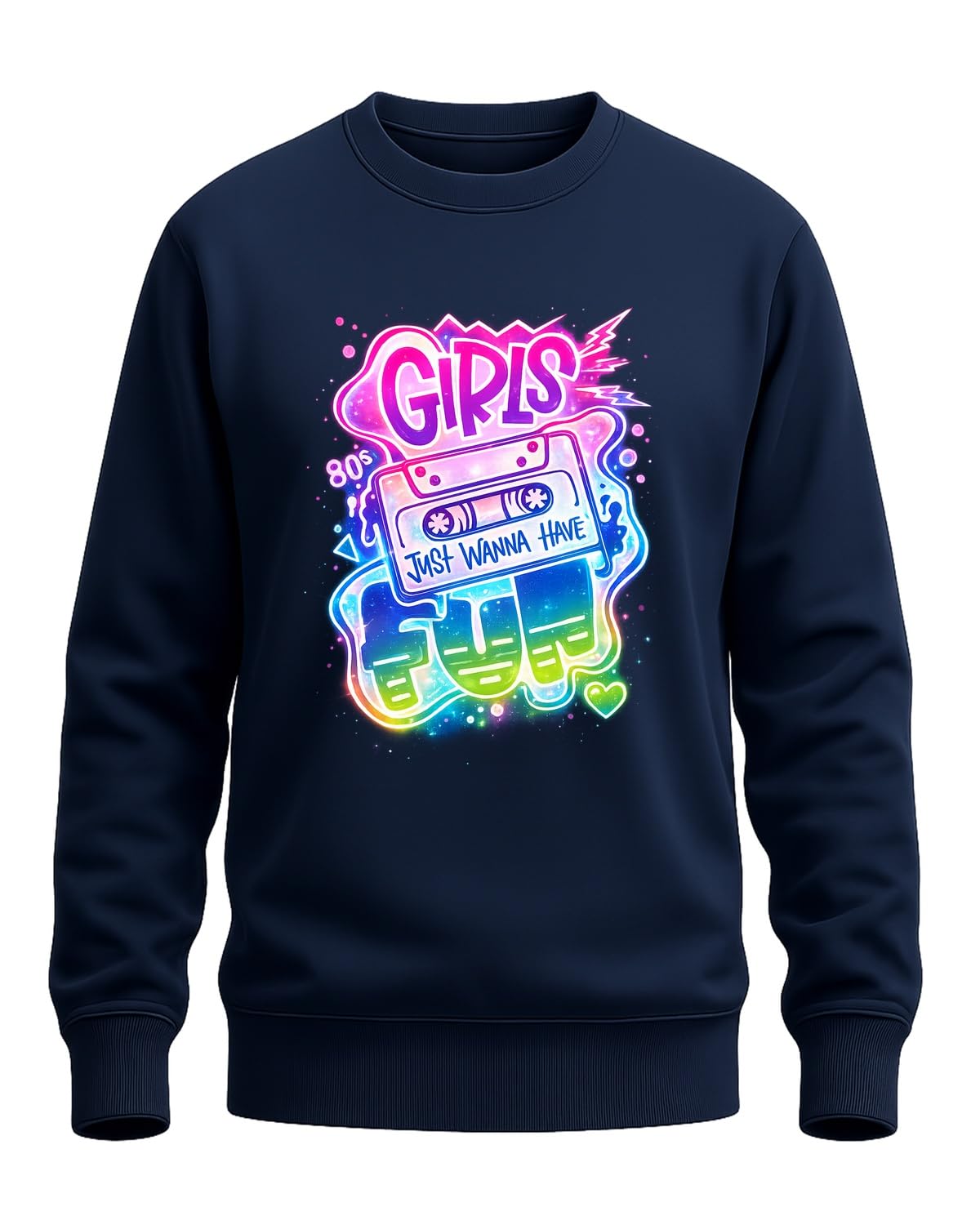 Design pop art vibes pour ce pull bleu marine rétro M