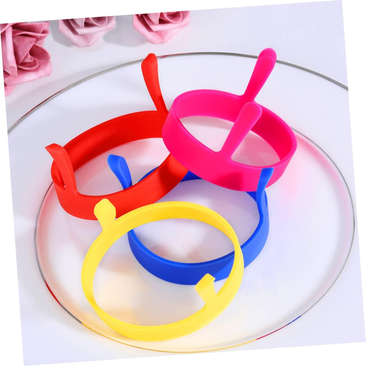 Hemoton 24pcs Food Grade Silicone Egg Rings Round Egg Molds Dishwasher Safe Pancakes and Breakfast Sandwiches