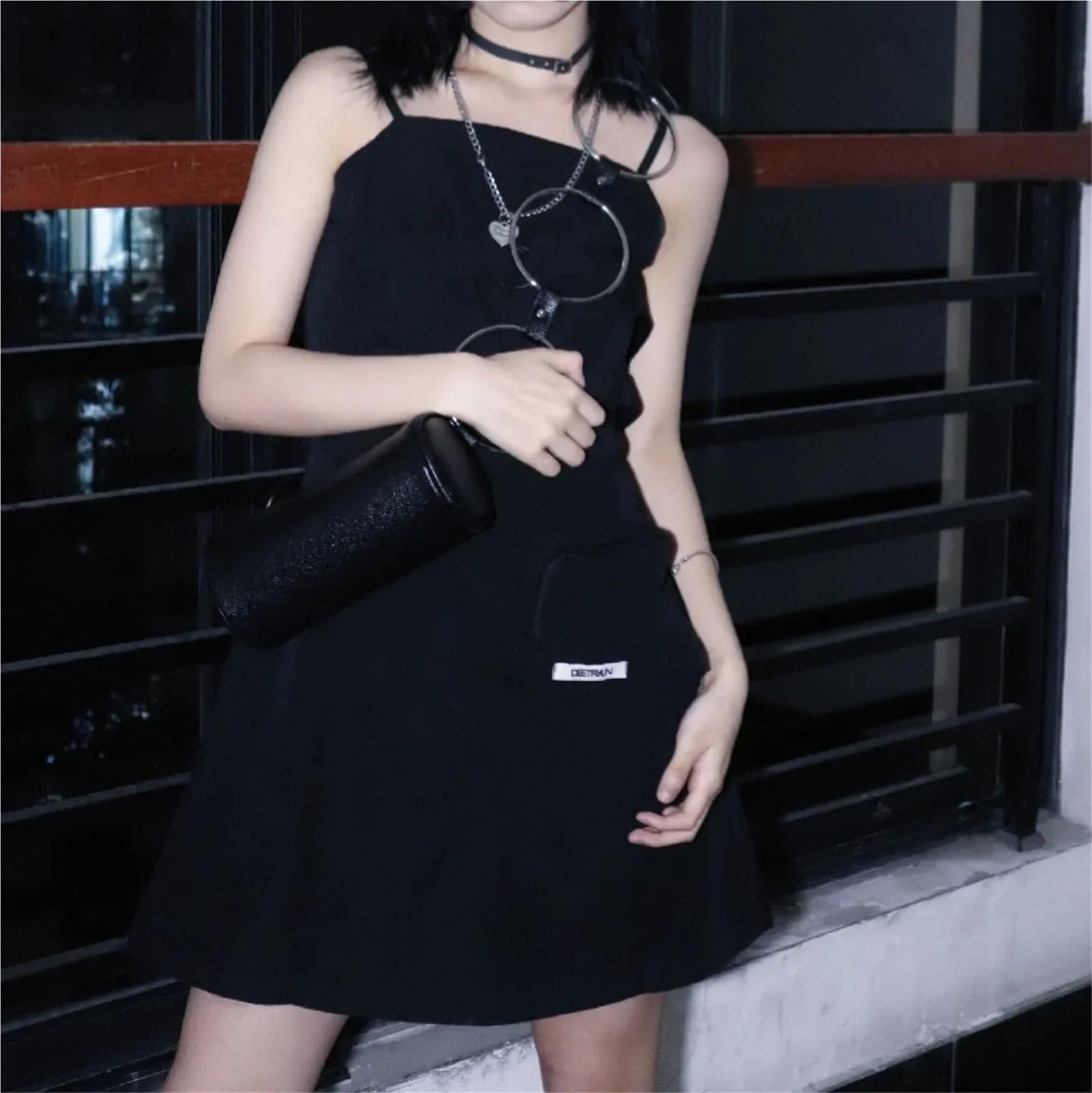 Bolso de hombro tipo cubo con personalidad for mujer, diseño aro metal, piel sintética, moderno, mensajero for muñeca Para Viajes Compras Trabajo Citas