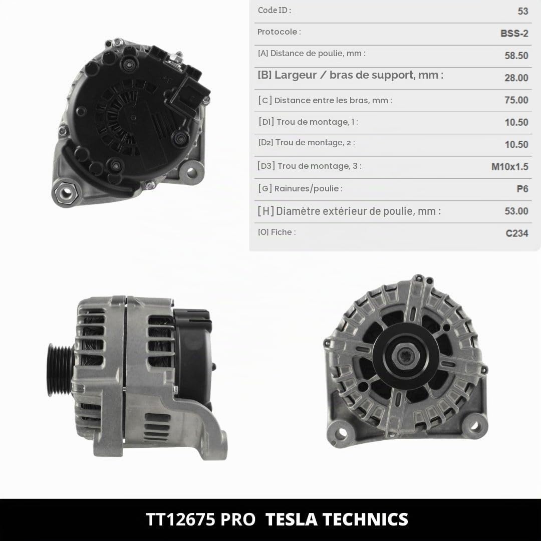 TT12675 PRO Alternateur pour voiture 12V, alternateur 180A. Compatible avec BMW. Excellent relation qualité-prix. Installation facile et garantie.