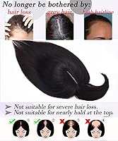 Vista 6 de Toppers para el cabello para mujeres con cabello delgado, base de seda real con flequillo, toppers para mujer, con clip, para pérdida de cabello