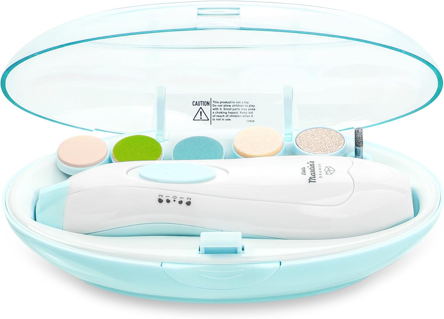 Little Martin's: Baby Electric Nail Trimmer - Blue - Soft LED Light, Adjustable Speed, Interchangeable Heads, Finger & Toenail Filing, Infant-Kid Safe