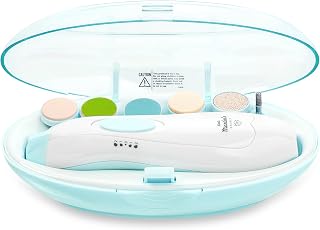 Little Martin's: Baby Electric Nail Trimmer - Blue - Soft LED Light, Adjustable Speed, Interchangeable Heads, Finger & Toenail Filing, Infant-Kid Safe