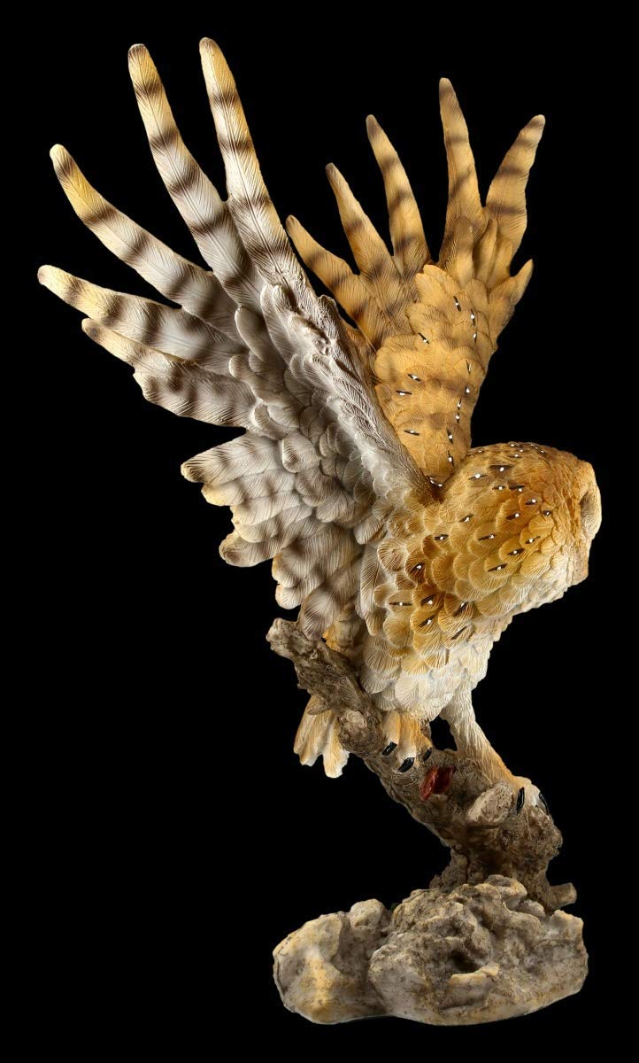 Figuren Shop GmbH Gufi Statuetta - Barbagianni Grande Vogel-Figur, Figura-Decorativa, Articolo Decorazione, Statua, Scultura, H 37,5 CM