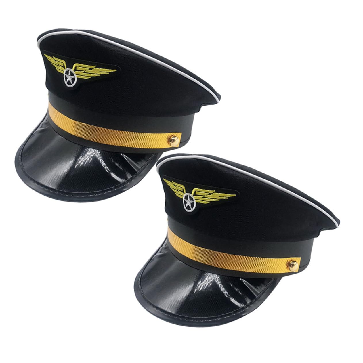 MUCKLILY 2Pcs Adjustable Pilot Hat for Women Men for Halloween Themed Parties Stylish Cosplay Accessory with Smooth Texture Design