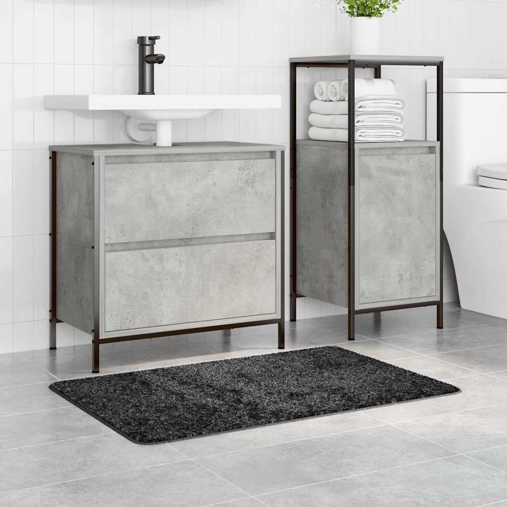 Rutschfeste Badmatte Dunkelgrau 60 x 90 cm PP mit Latex Rückseite für Sicherheit und Komfort im Badezimmer, waschbar, schnelltrocknend, langlebig, passend für Gästebad und Dusche