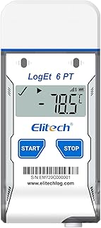 Elitech Dry Ice Temperature Data Logger, USB PDF Single-Use Cold Chain Monitor -121～122℉, 16000 Points 30 Days Shadow Data No Software Needed for Medical Lab Vaccine Cold Storage Transport LogEt6PT