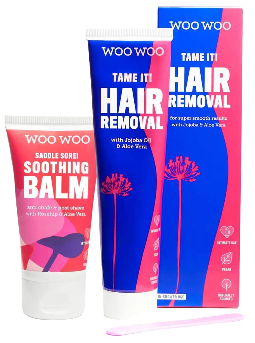 WooWoo - Natural Tame It! Hair Removal Dolphin Smooth Bundle With Soothing Cream | Clean + Vegan Intimate Skin Care (2 Piece Bundle)