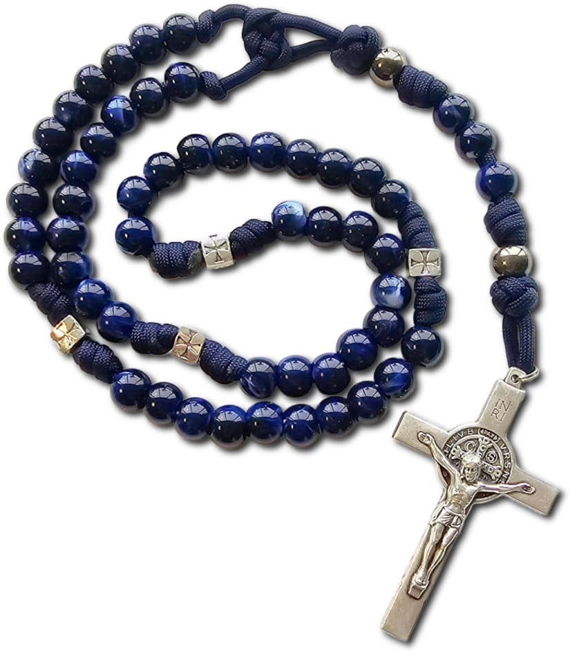 BLUE Marian Meditation ROSARY with St. Benedict Crucifix