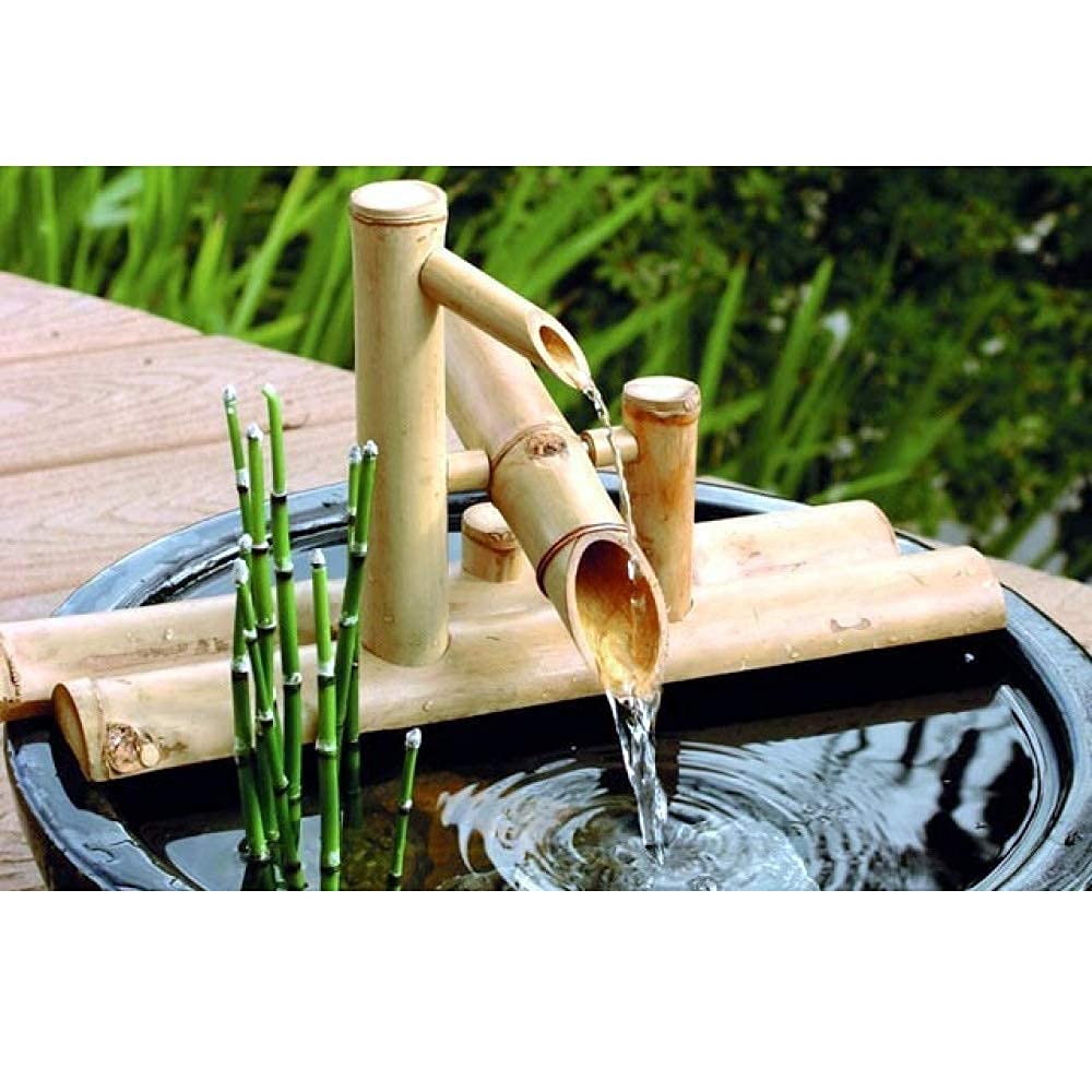 Aioneer Bamboo fountain,Bamboo Fountain Decor, Water Spout With Pump, Garden Decoration, Waterfall, Outdoor Japanese Garden Feature,45cm