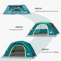 Vista 6 de Tents for Camping 4 Person Tent Waterproof Windproof Double Layer Camping Tent, Easy Setup Dome Tent with Large Mesh Windows & Wider Door for