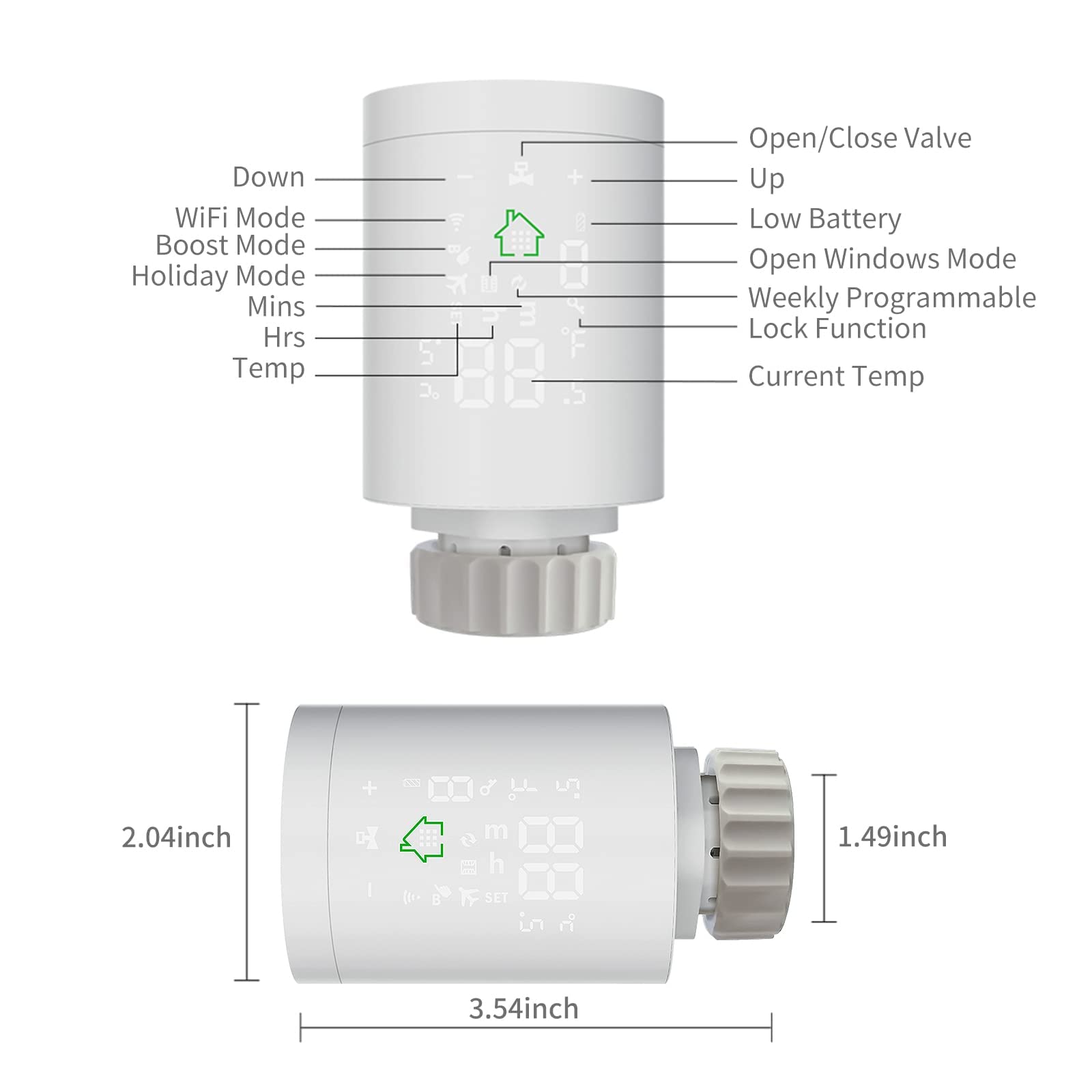 Kavolet inteligentny zawór termostatyczny, termostat, termostat WiFi, regulator temperatury chłodnicy, programowanie tygodniowe/zdalne sterowanie aplikacją, podświetlany ekran dotykowy