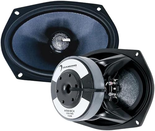 Diamond Audio Altavoces coaxiales de 2 vías serie MS69CX-MS de 6 x 9 pulgadas con tweeter de cúpula de titanio (4Ω)