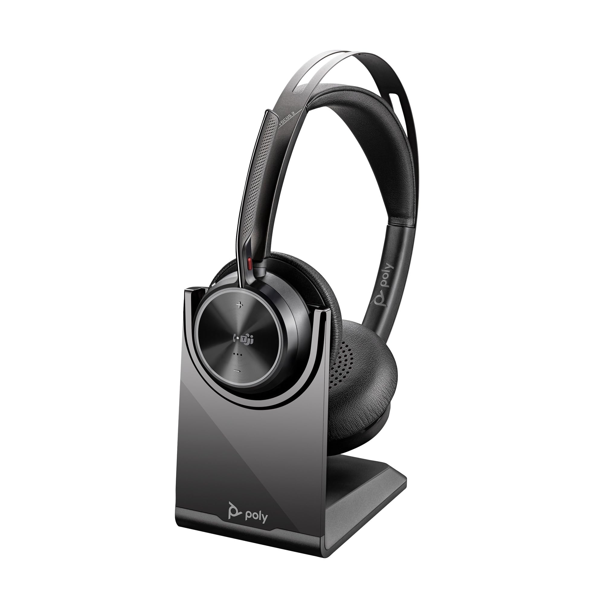 Poly Voyager Focus 2-M USB-C-C Headset con adattatore USB-C/A e supporto di ricarica A4HT5AA con cancellazione attiva del rumore e tecnologia Acoustic Fence