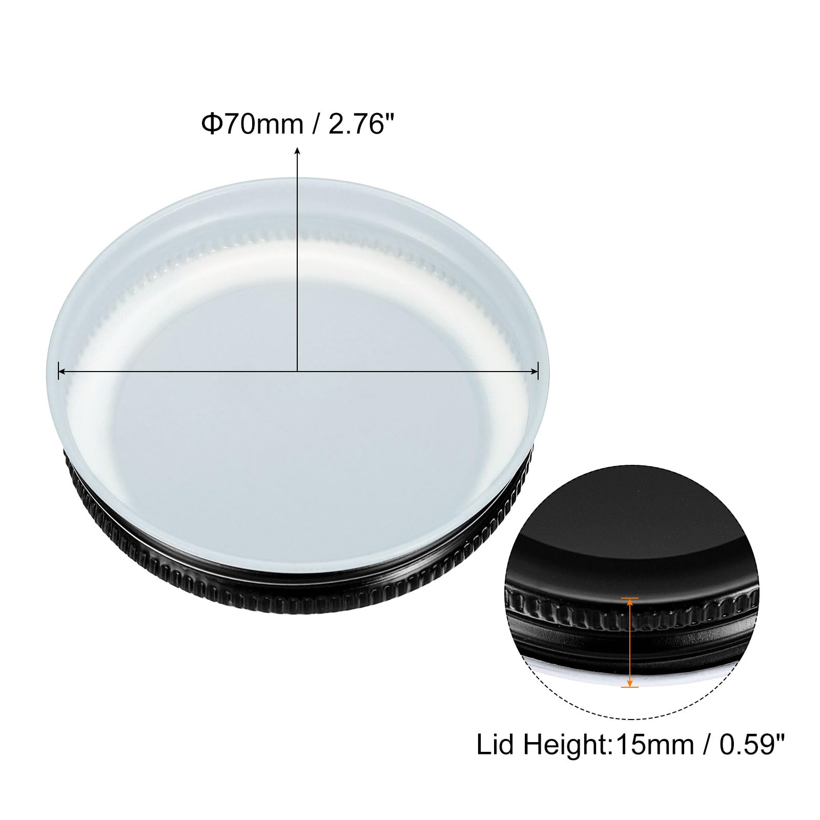 QUARKZMAN 42pz Coperchi per Barattoli Mason Jar 70mm/2,76" Tappi Nero