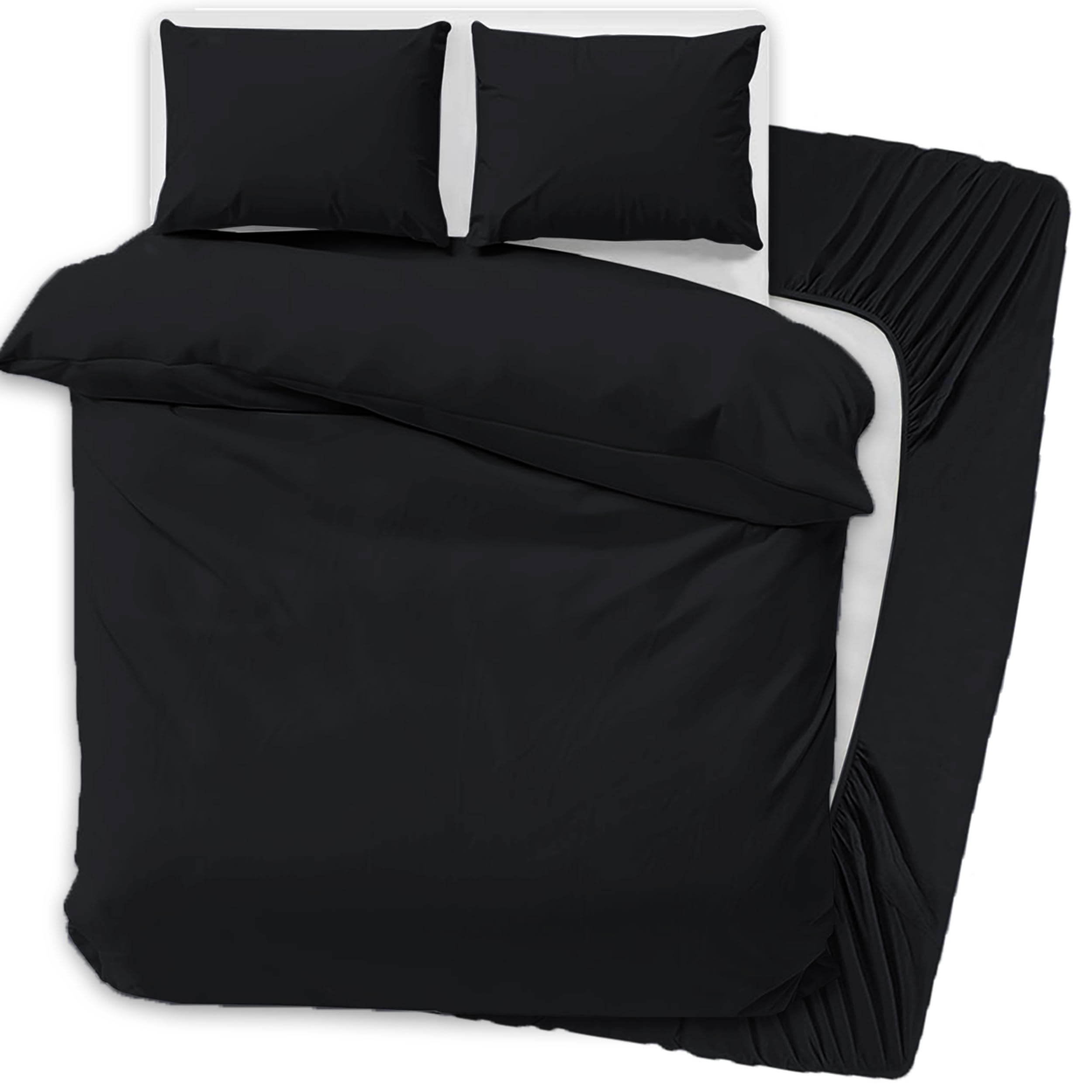 PRIME LINENS 4 Pcs Duvet Cover Set including Matching Fitted Sheet 30 cm Deep