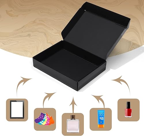 Miniatura 5 de ZBEIVAN Cajas de envío negras de 11 x 8 x 2 pulgadas, 20 paquetes de cajas de cartón corrugado para envíos de libros de pequeñas empresas con tapas