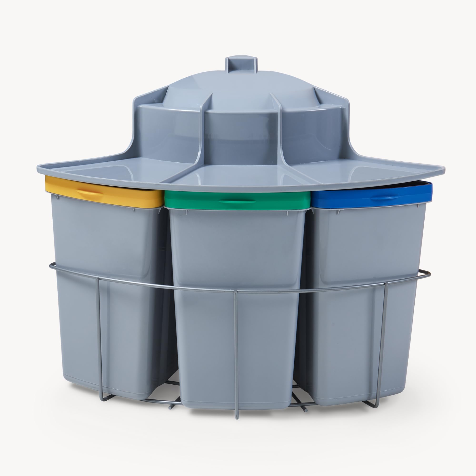 [en.casa] Pattumiera ad Incasso da Anta con 4 Contenitori Estraibili Raccolta Differenziata Secchi 1x12L+3x6L Apertura Automatica per Cucina Sottolavello - Grigio