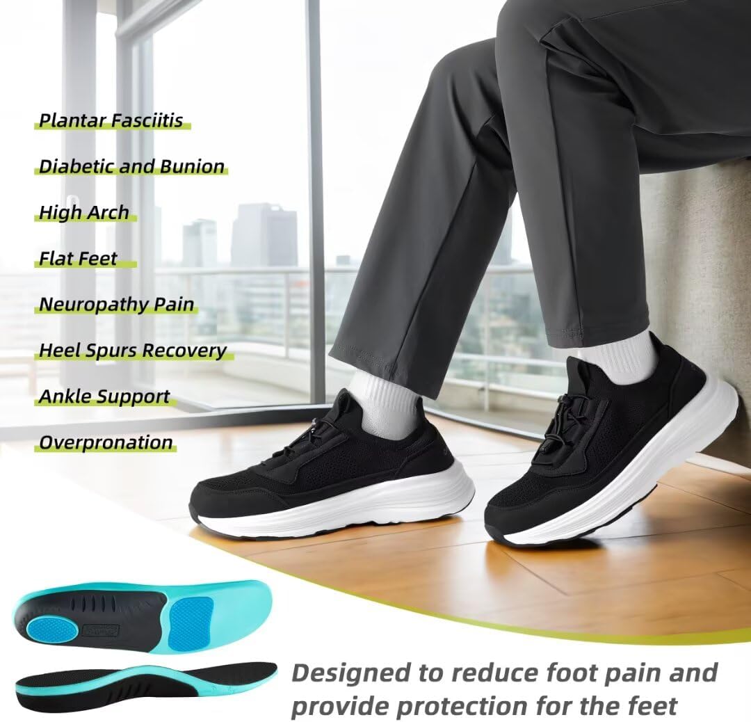 OrthoComfoot Men's Orthopedic Slip-On Loafers Walking Shoes: Comfortable Casual Arch Support Plantar Fasciitis Thick Sneakers, Breathable Work Tennis Orthotic Flat Feet Shoes for Foot Pain Relief - Image 4