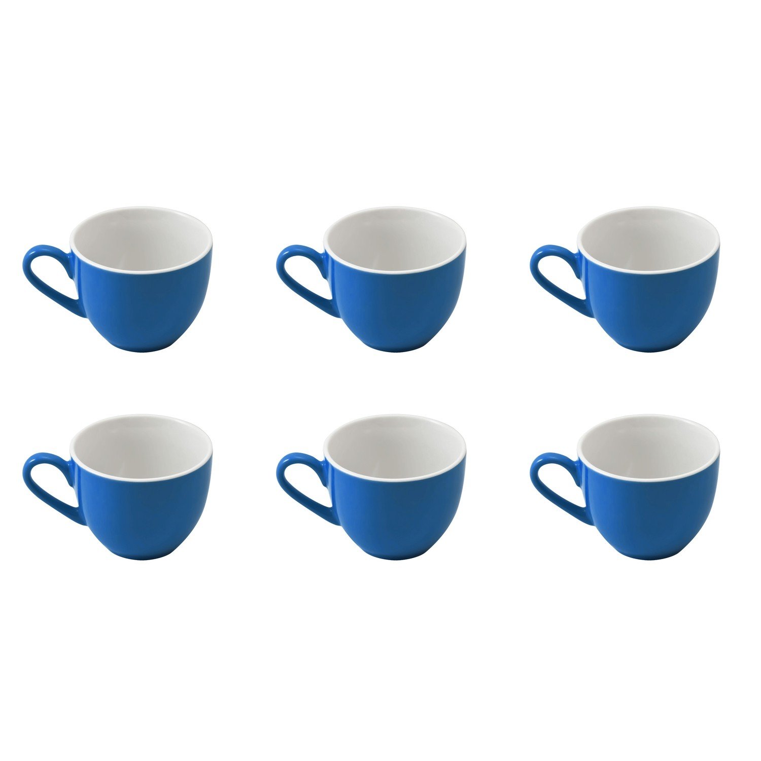 Ritzenhoff & Breker Doppio Espressotassen, 6er Set, Espresso Obertassen mit farbigem Rand, Porzellan, Indigo Blau, 80 ml, 063905