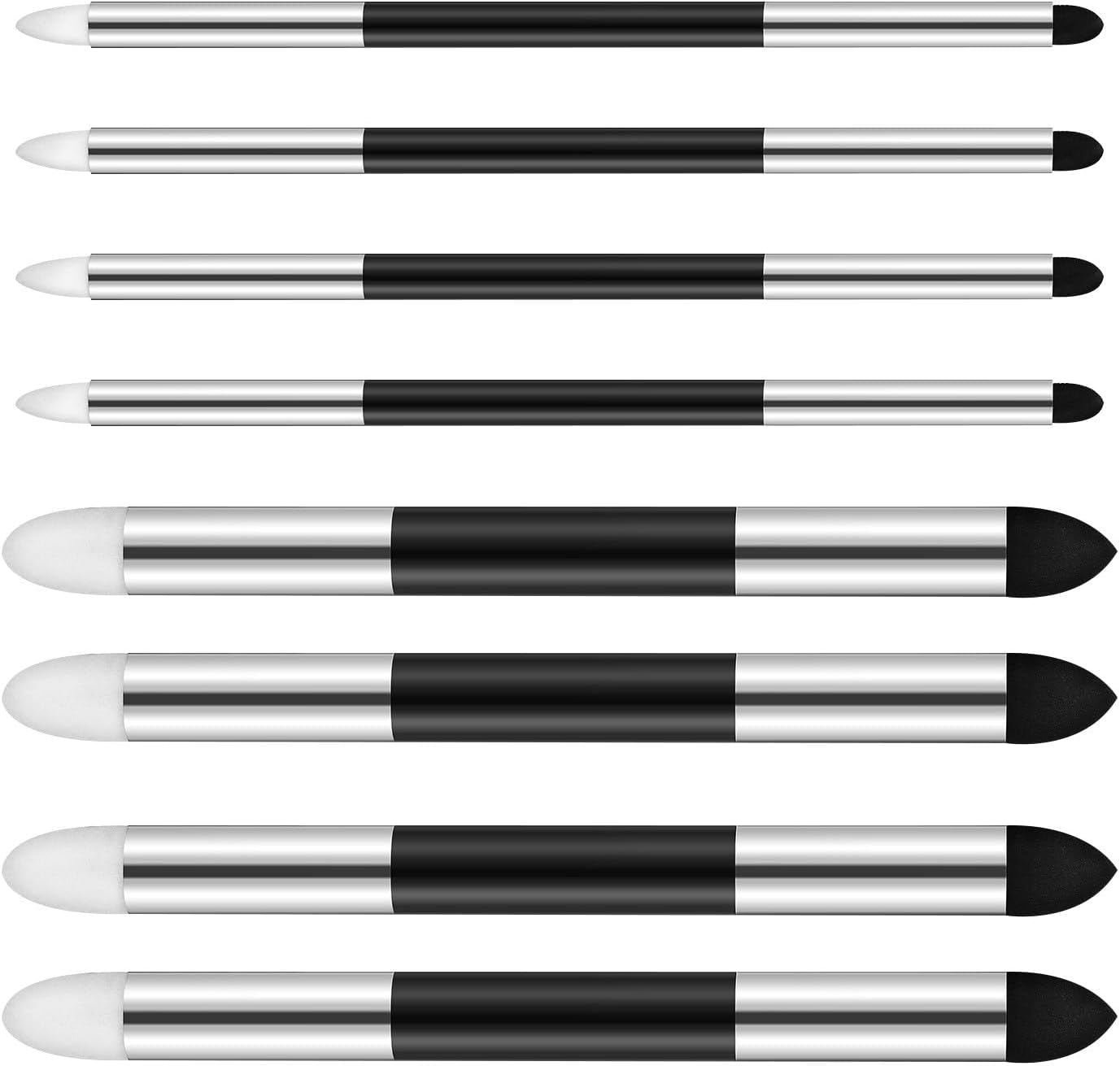 MOKKHNB Highlighting Sponge Pen and Pastel Blending Sponge Tool Set for Artists and Students, Silver Color, 8pcs Dual-tip Washable Sketch Wipe and Detail Blender for Drawing and Pastel Art